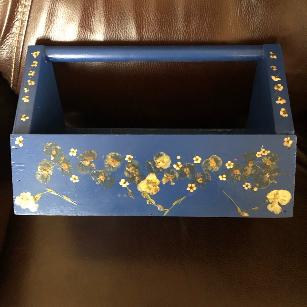 Pressed Flower Art Wooden Tool Box